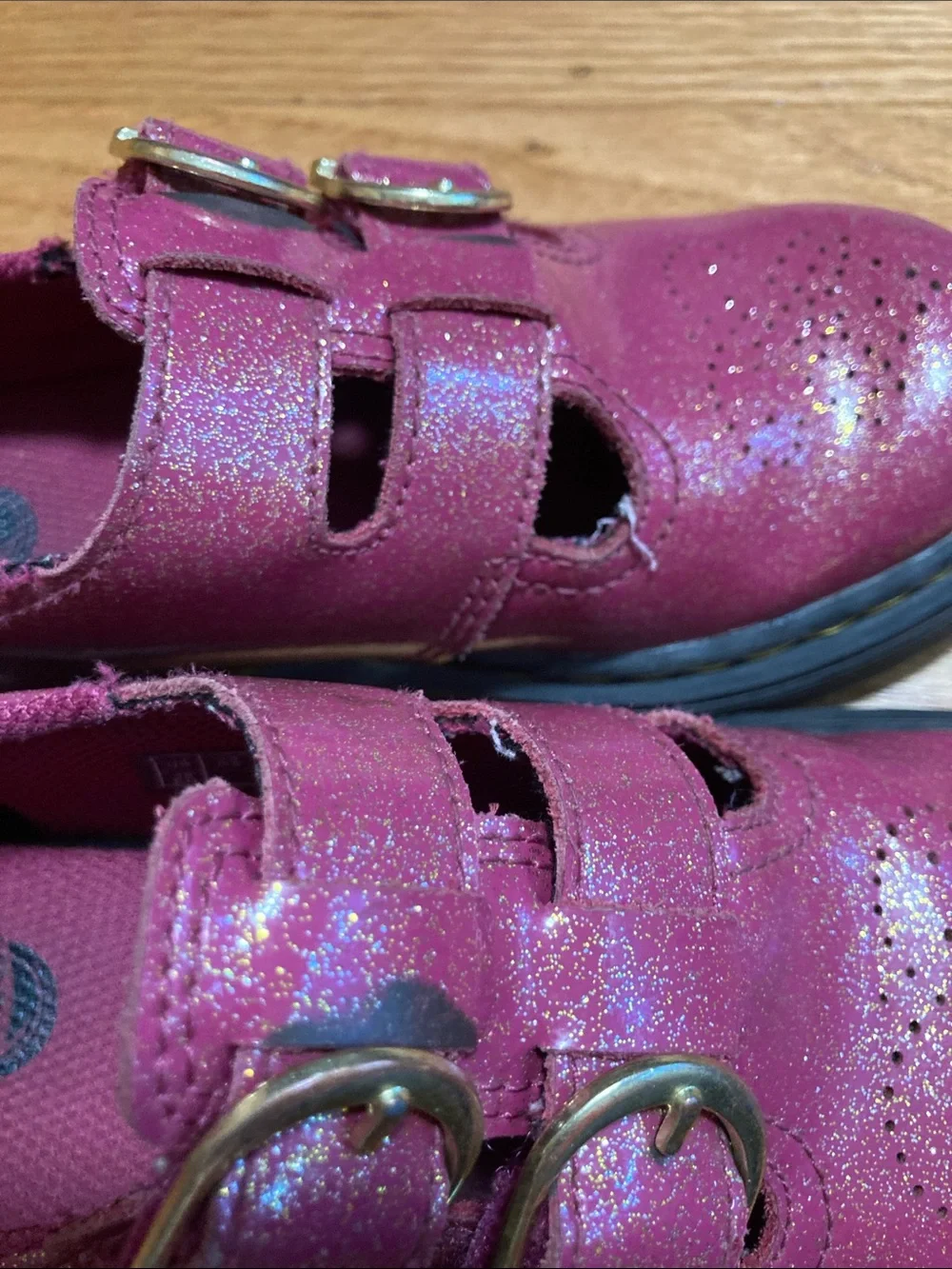 Dr. Martens Girls' Glitter Pink Double-Buckle Mary Jane Shoes